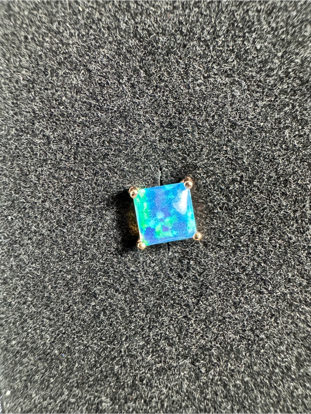 Blue Fire Opal Gemstone 925 Sterling Silver Square Stud Earrings Rose Gold - Picture 3 of 7